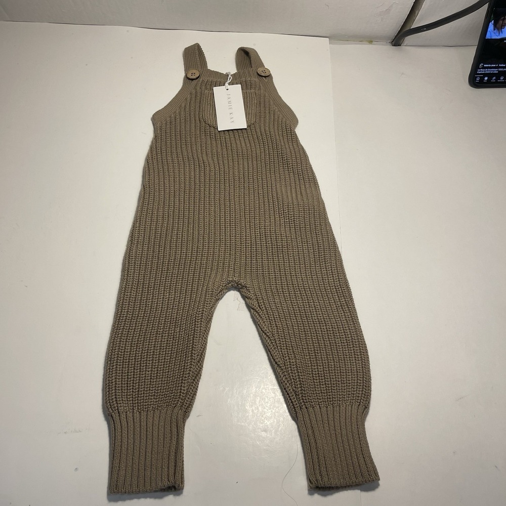 Jamie Jay Boys One Piece Jumpsuit Sweater Overalls 1 Year Brown NWT